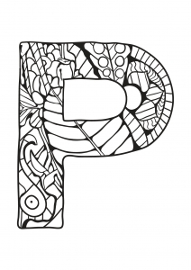 Coloring page alphabet for children : P