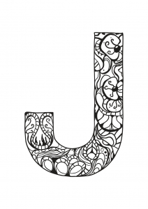 Coloring page alphabet free to color for kids : J
