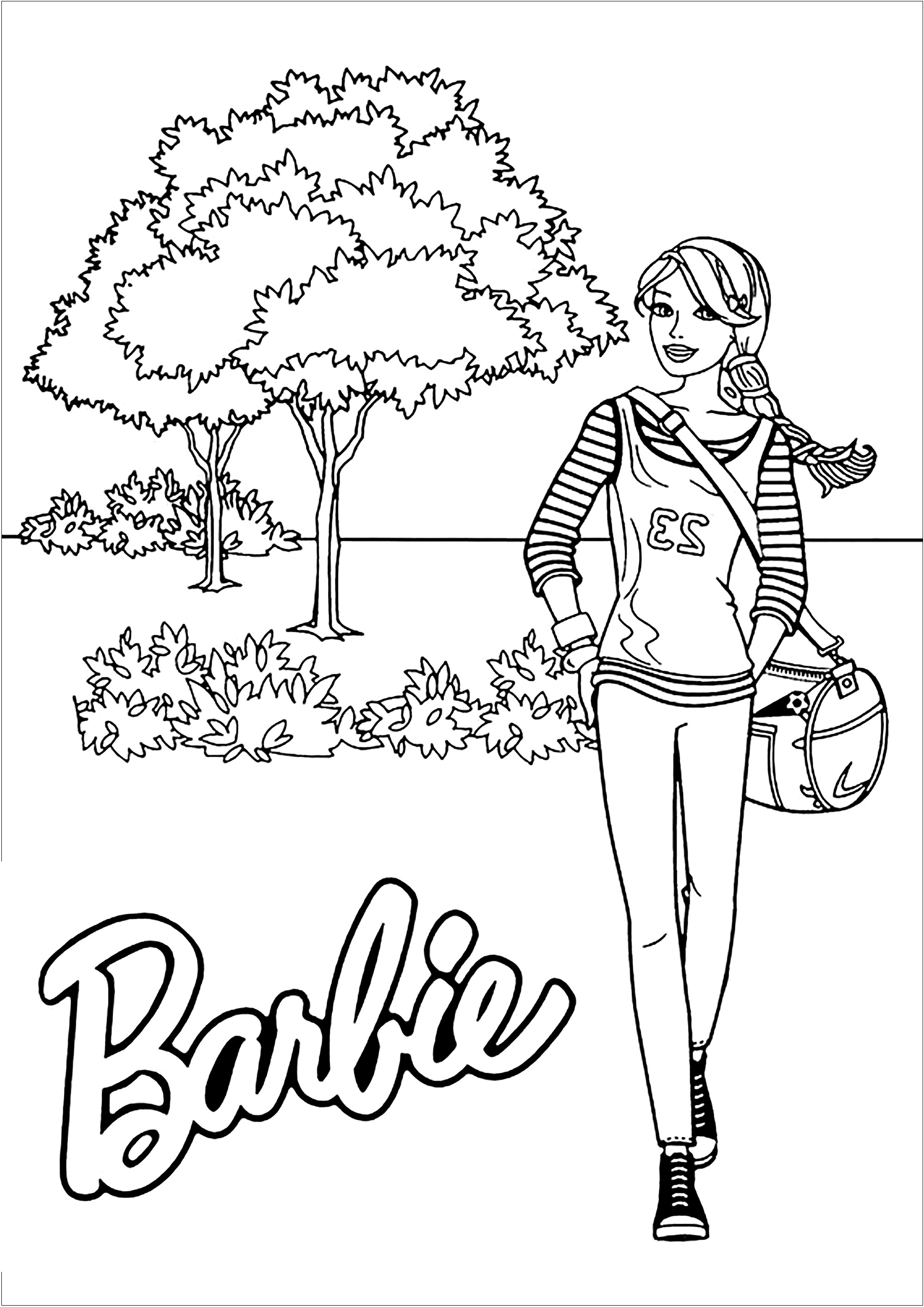 children walking coloring page
