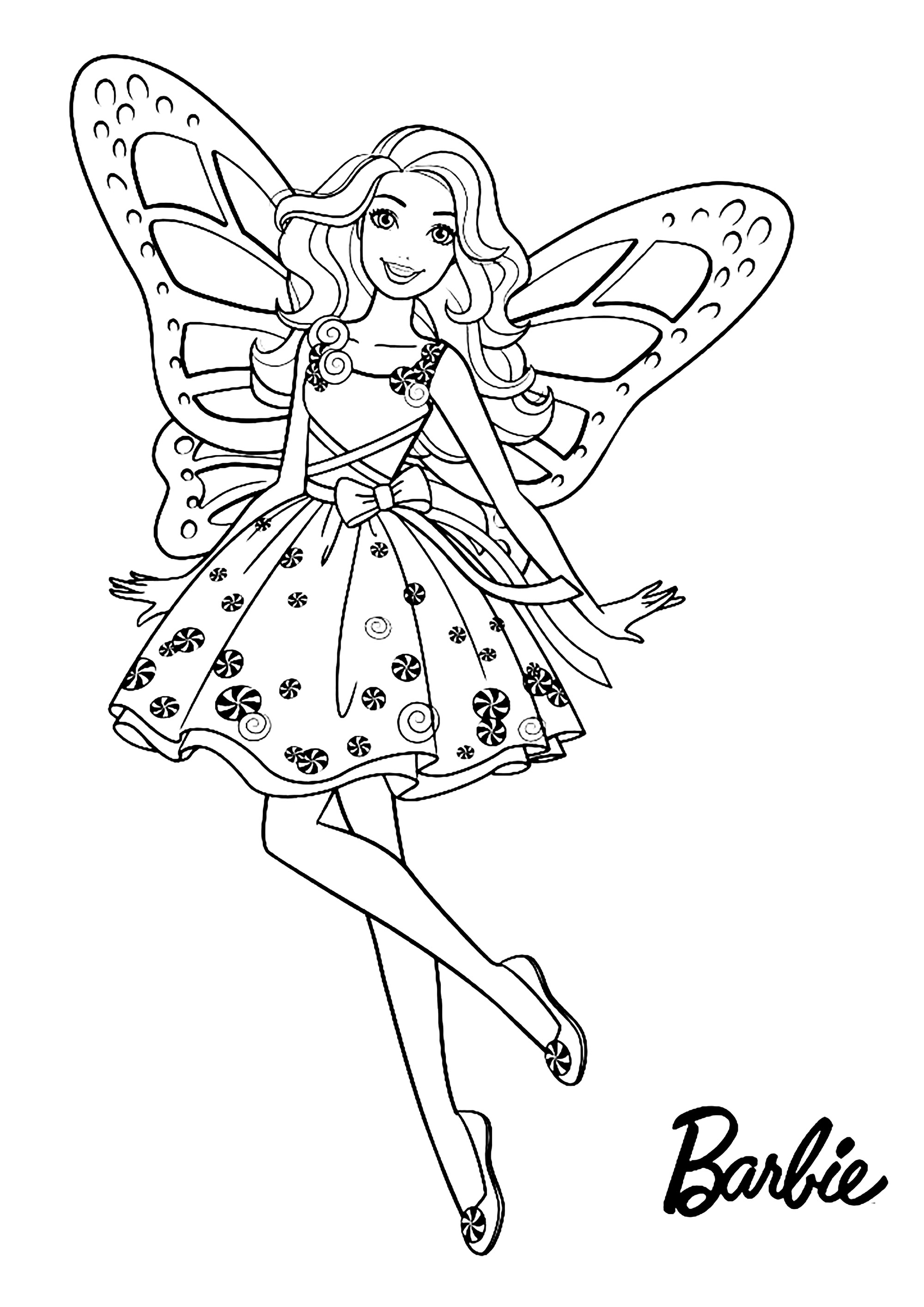 Butterfly Barbie - Barbie Kids Coloring Pages