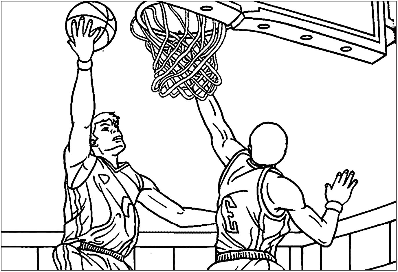 basketball player dunking coloring pages