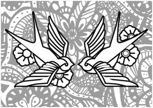 Coloring page birds to download