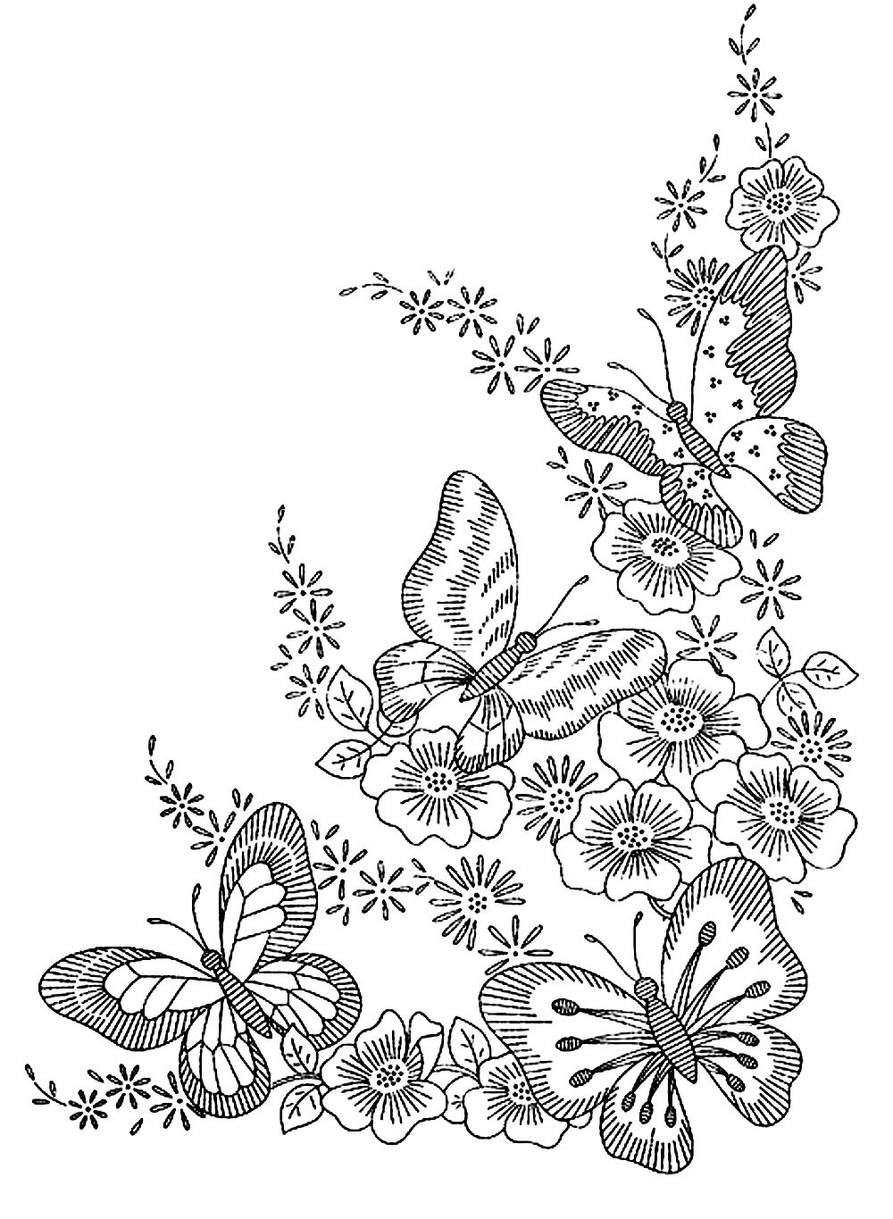Butterflies to color for children - Butterflies Kids Coloring Pages