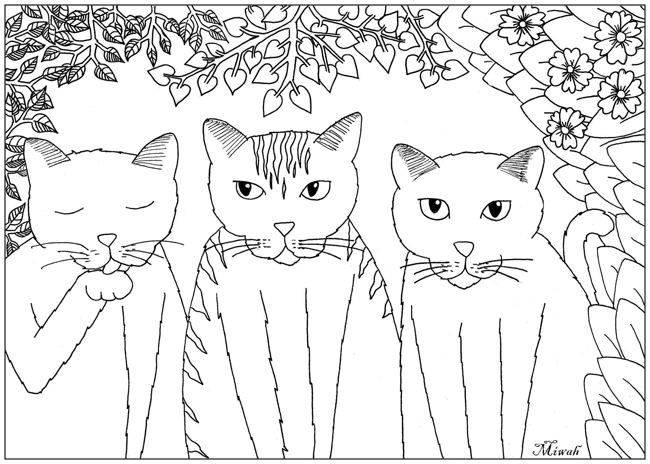 Cat for kids : Three little cats - Cats Kids Coloring Pages