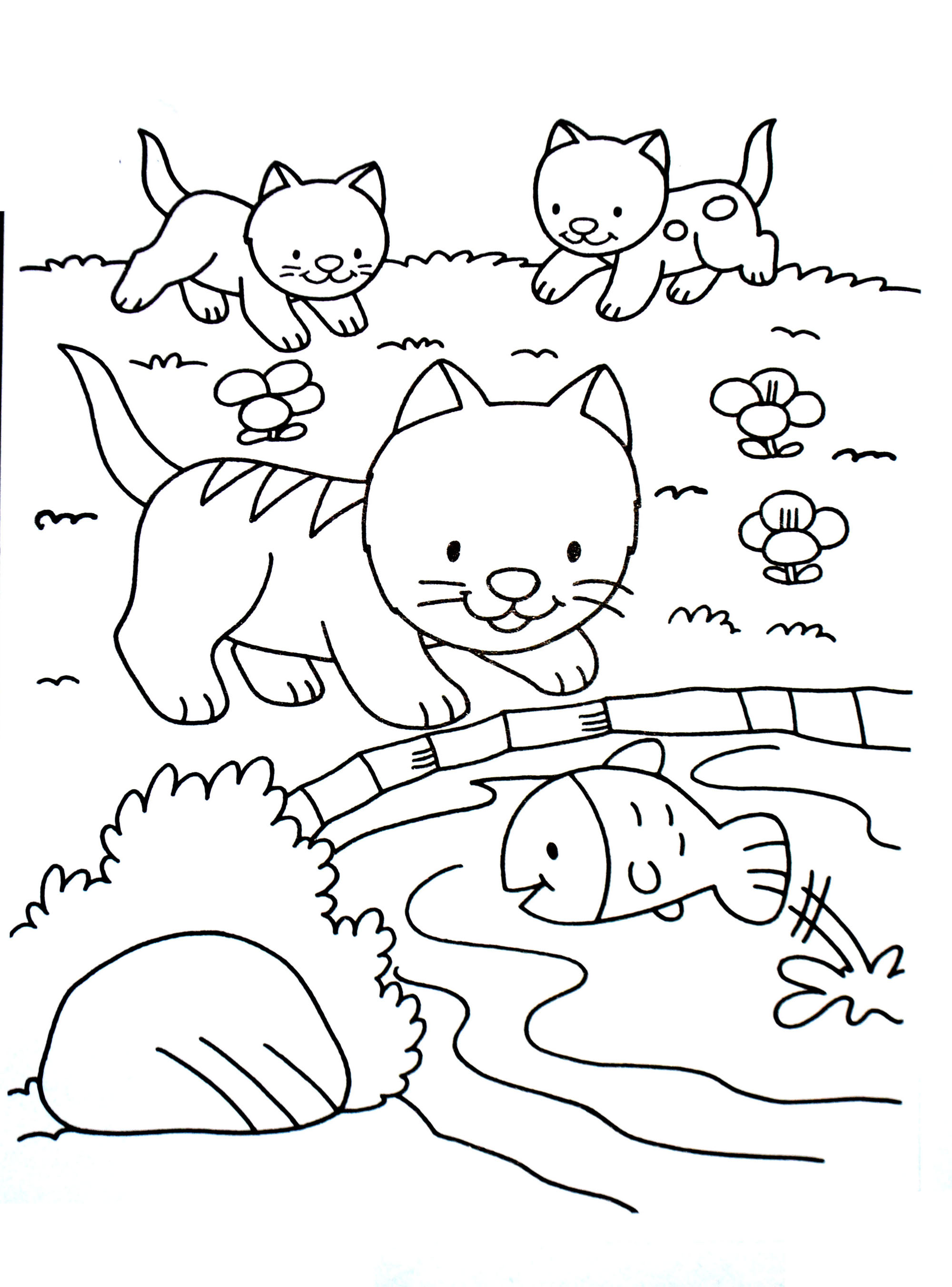 Cute coloring page with kittens - Cats Kids Coloring Pages