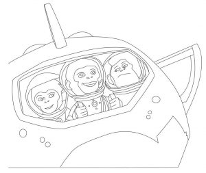 Download the space chimpanzees coloring page