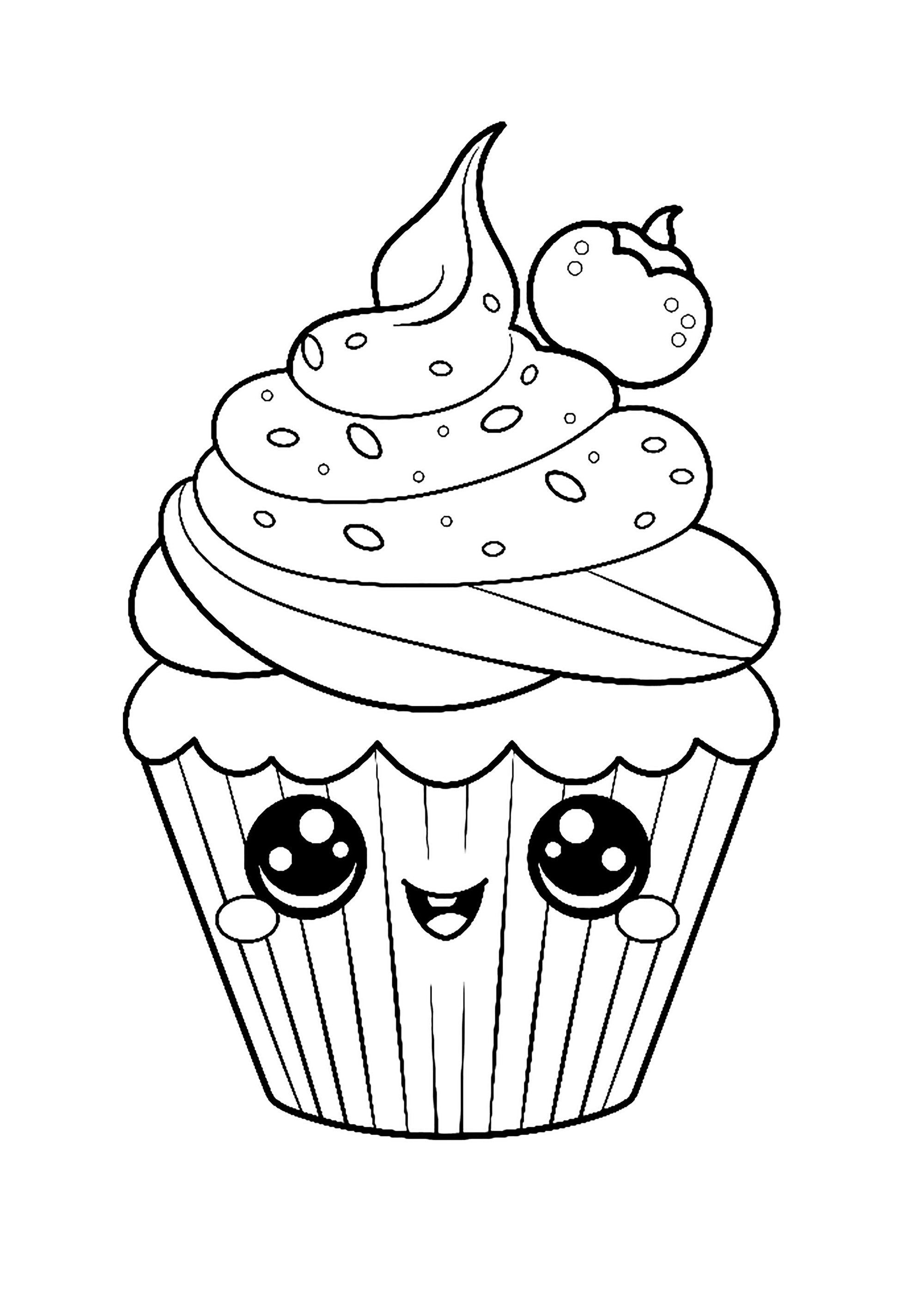 Cupcake mignon sans arriere plan - Cupcakes And Cakes Kids Coloring Pages