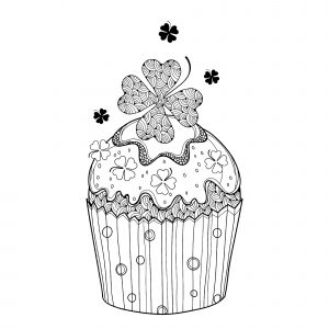 A cupcake with a four leaf clover