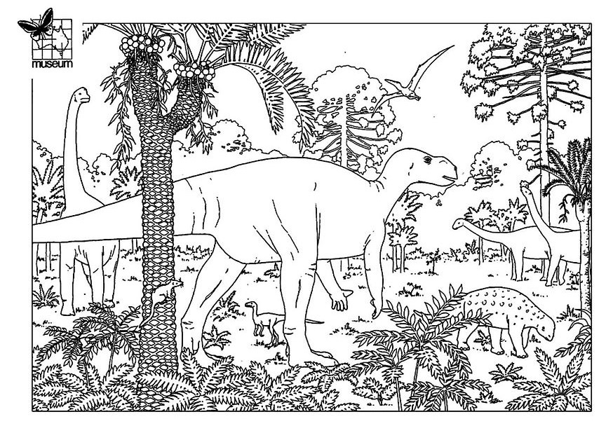 Download Dinosaurs To Print For Free Dinosaur Family In The Forest Dinosaurs Kids Coloring Pages