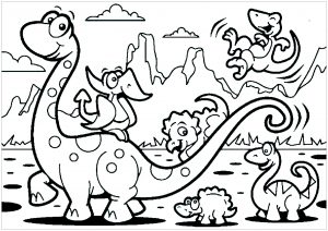 Dinosaur Coloring Pages Easy / 128 Best Dinosaur Coloring Pages Free Printables For Kids / A procompsognathus and the landscape.