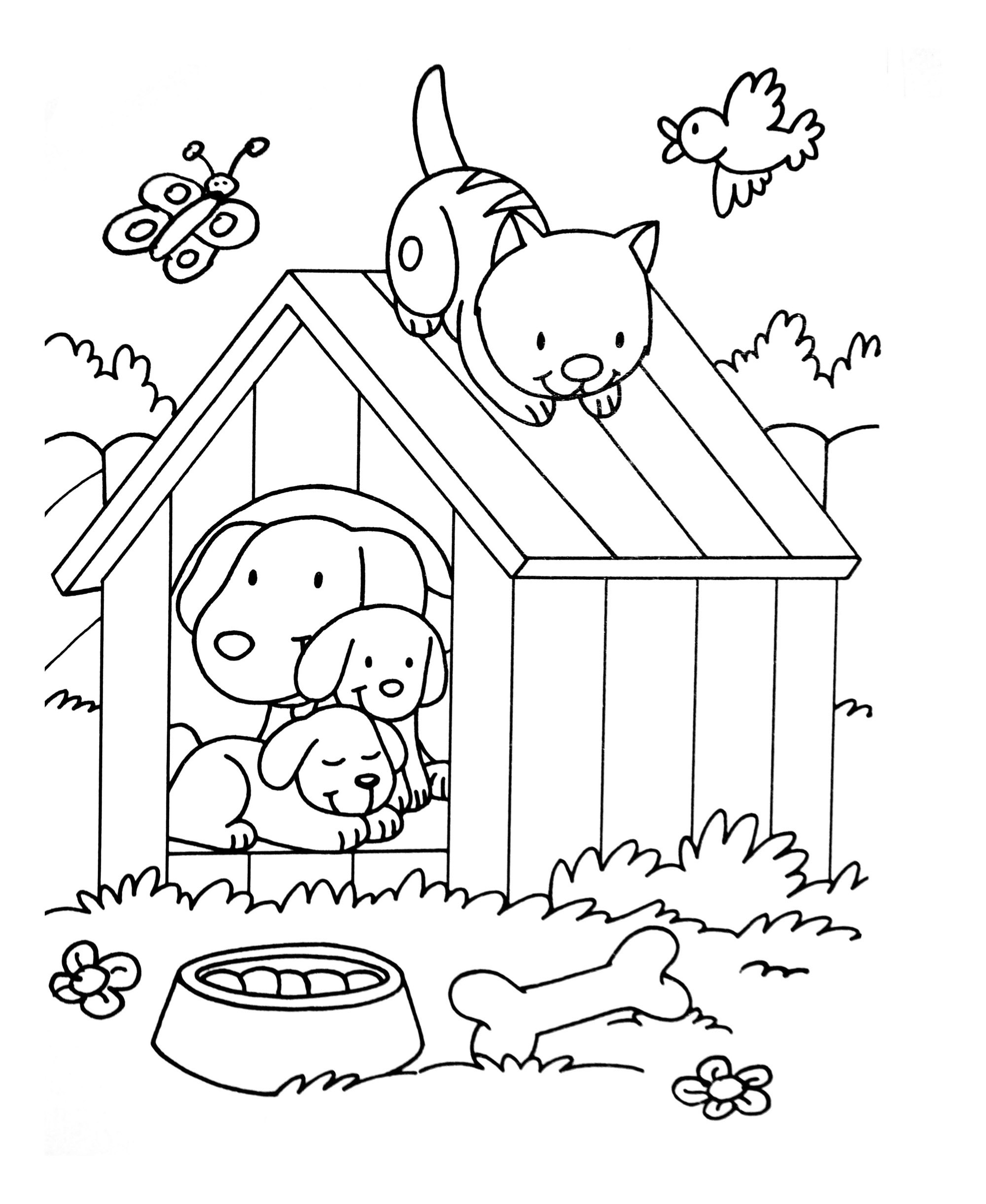 coloring pages of cats and dogs