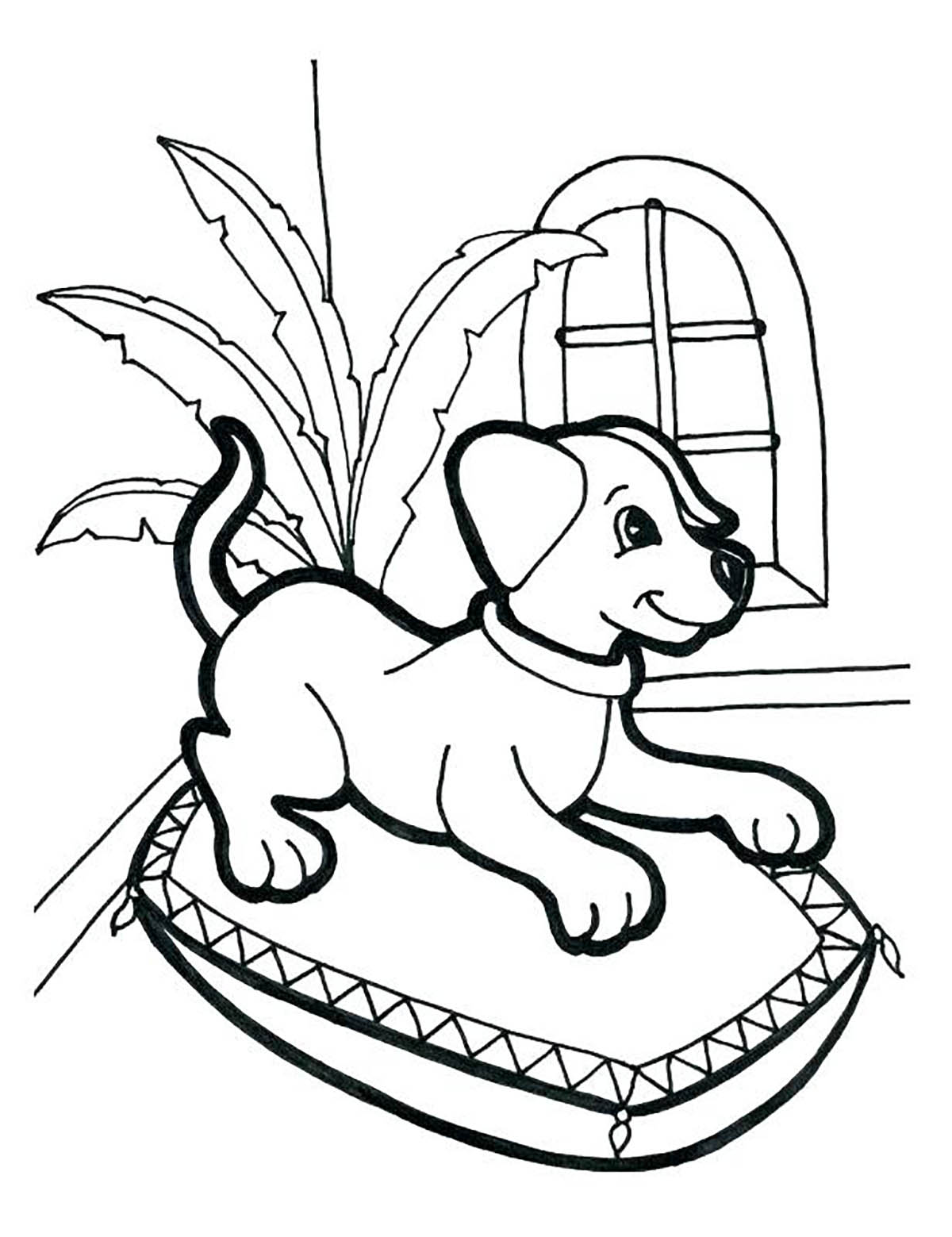Dog in the basket - Dogs Kids Coloring Pages