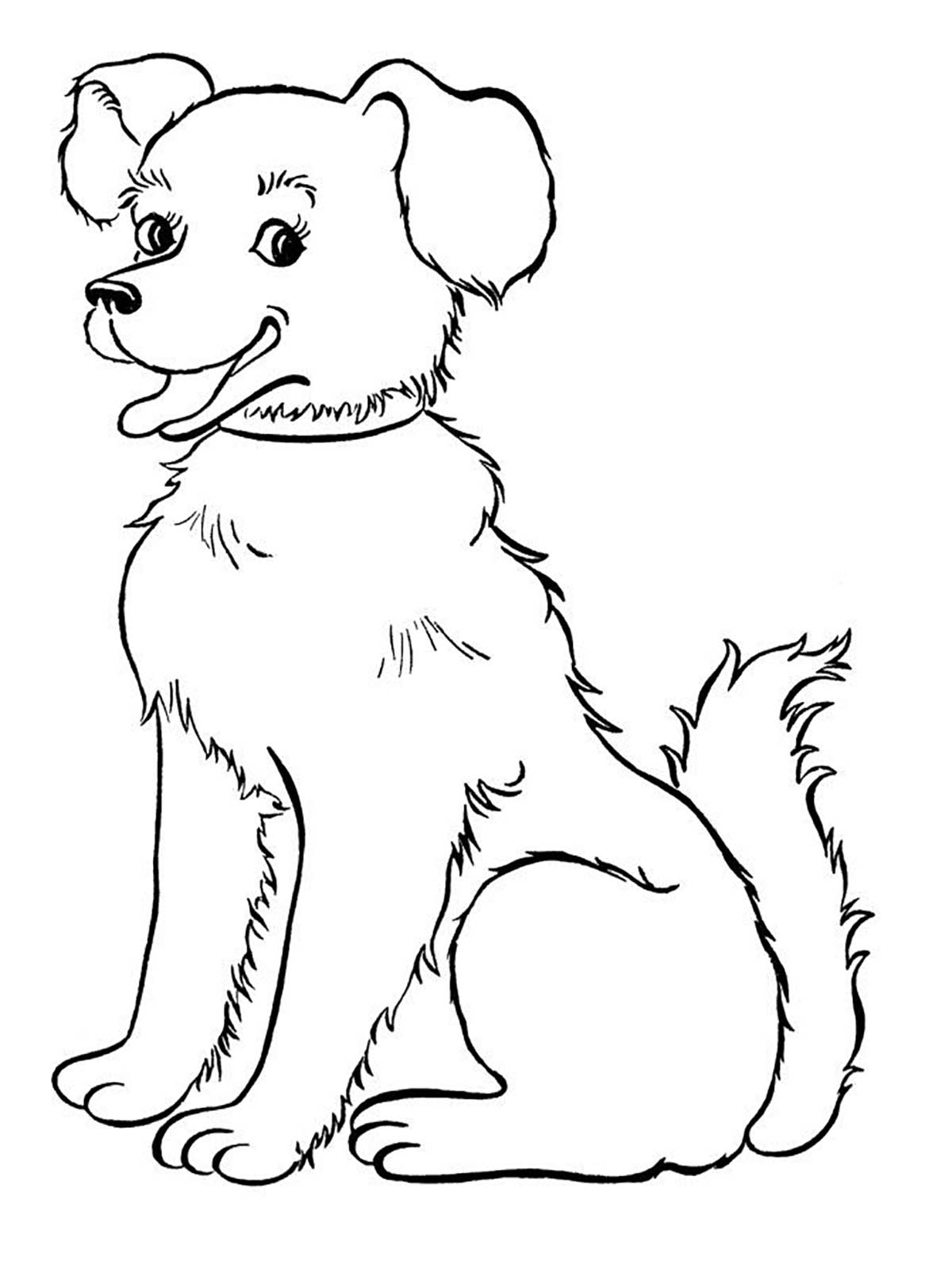 Dog for children : smiling dog - Dogs Kids Coloring Pages