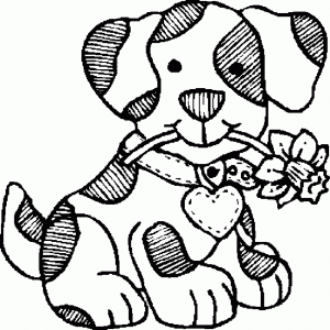 Coloring dog with flowers