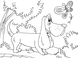 Coloring dog with butterfly