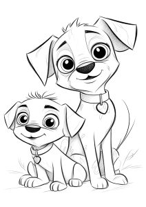 Two smiling dogs (Disney   Pixar style)