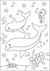 Dolphins - Free printable Coloring pages for kids