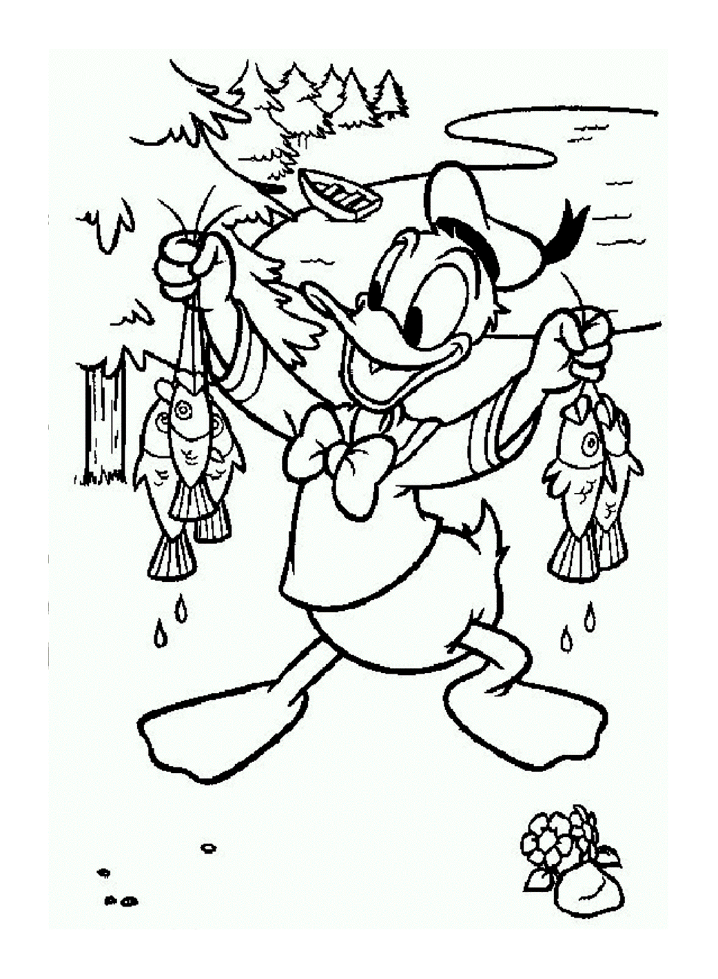 donald duck drawing fishing
