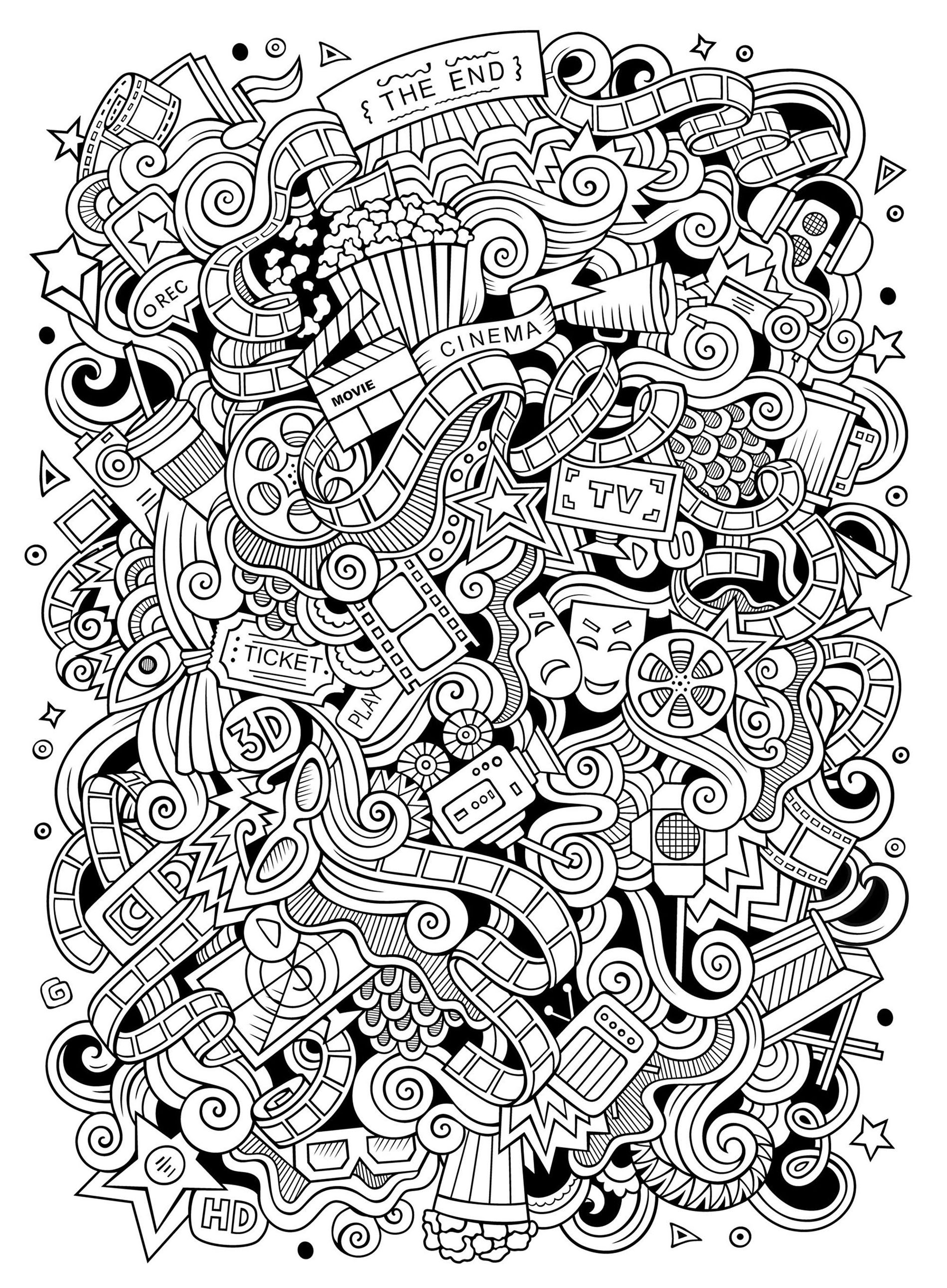 easy-doodle-on-the-theme-of-cinema-doodle-art-kids-coloring-pages