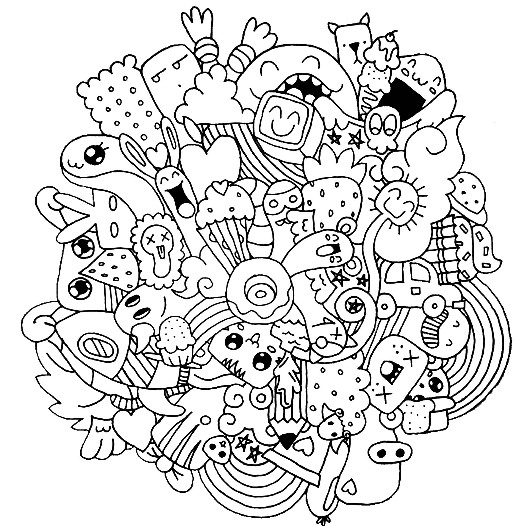 funny-creatures-doodle-art-kids-coloring-pages