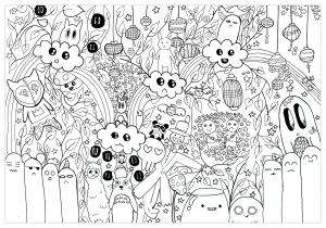 Coloring page doodle art to print