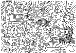 Coloring page doodle art to print for free