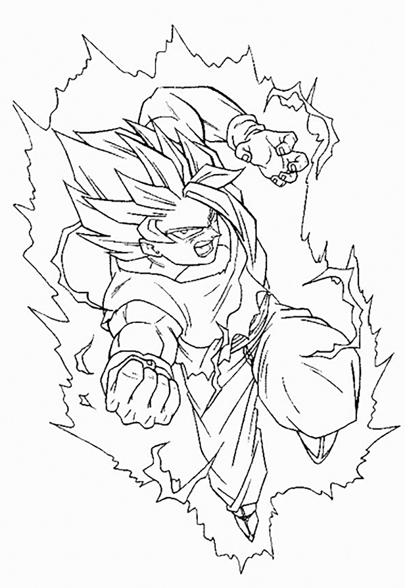 Simple Dragon Ball Z coloring page : Son. Goku Super Saiyajin 2