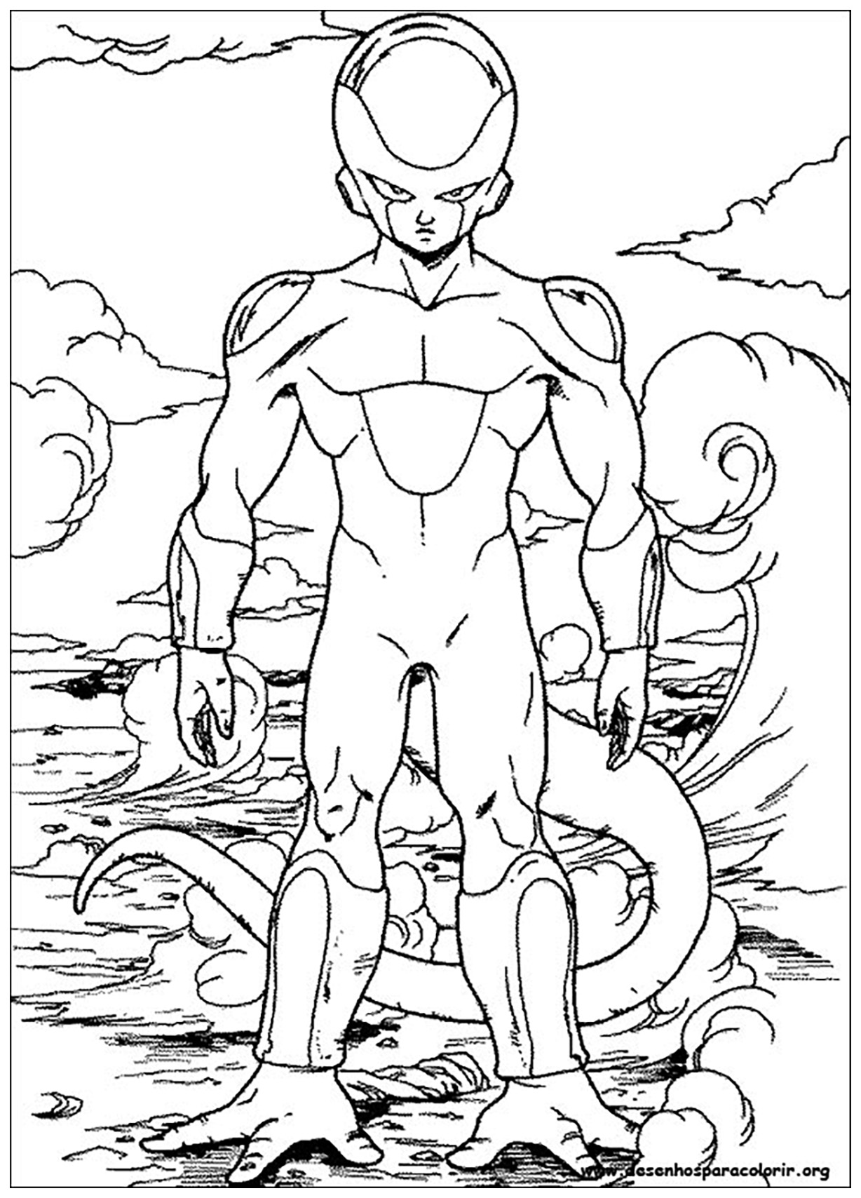 Simple Dragon Ball Z coloring page for children : Freezer