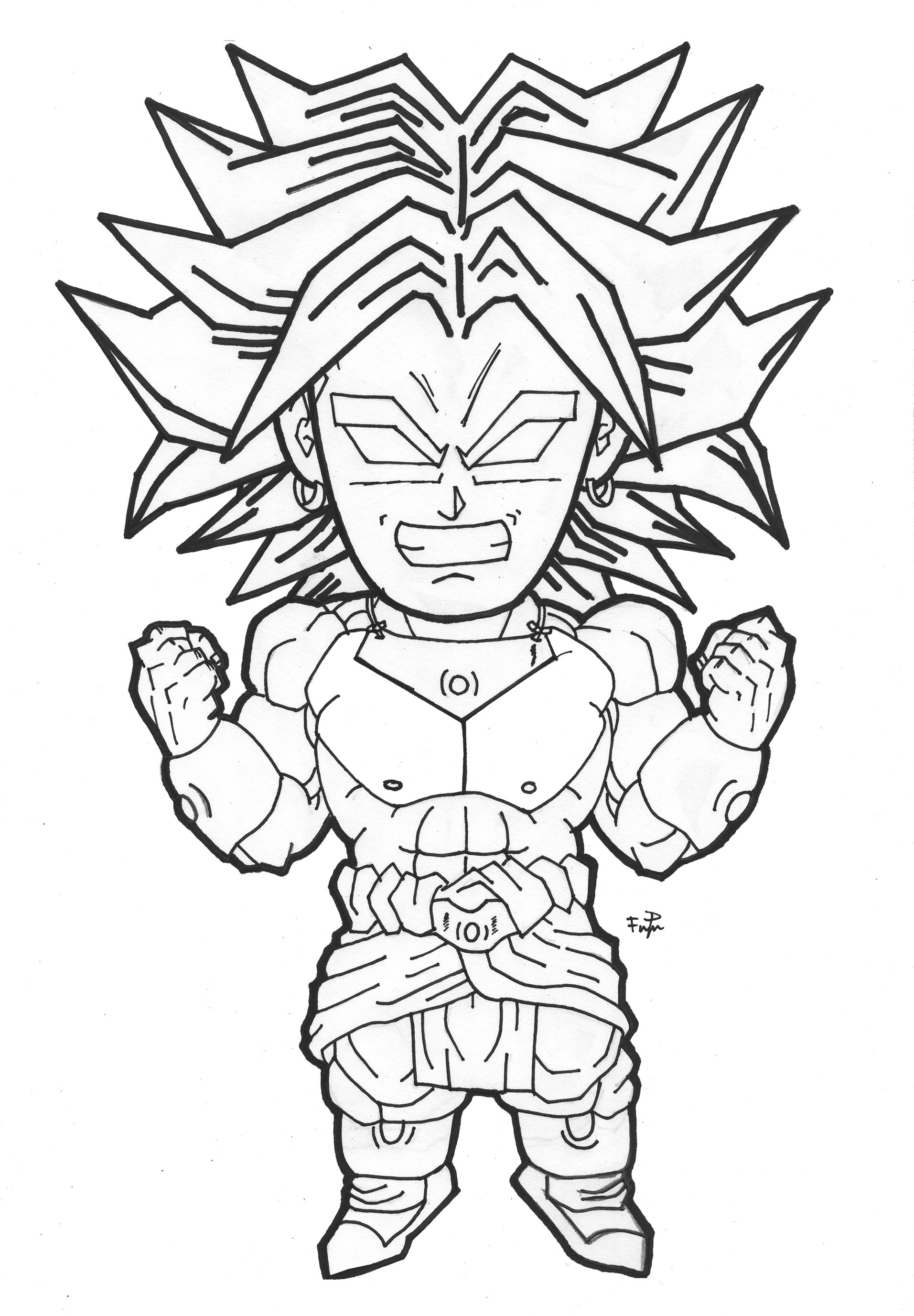 Dragon Ball Z coloring page with few details for kids : Broly Super Saiyajin