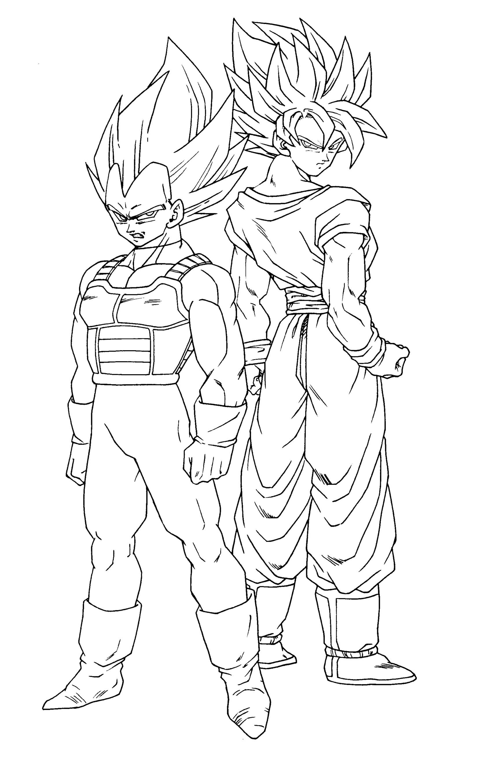Free Dragon Ball Z coloring page to download, for children : Songoku and Vegeta