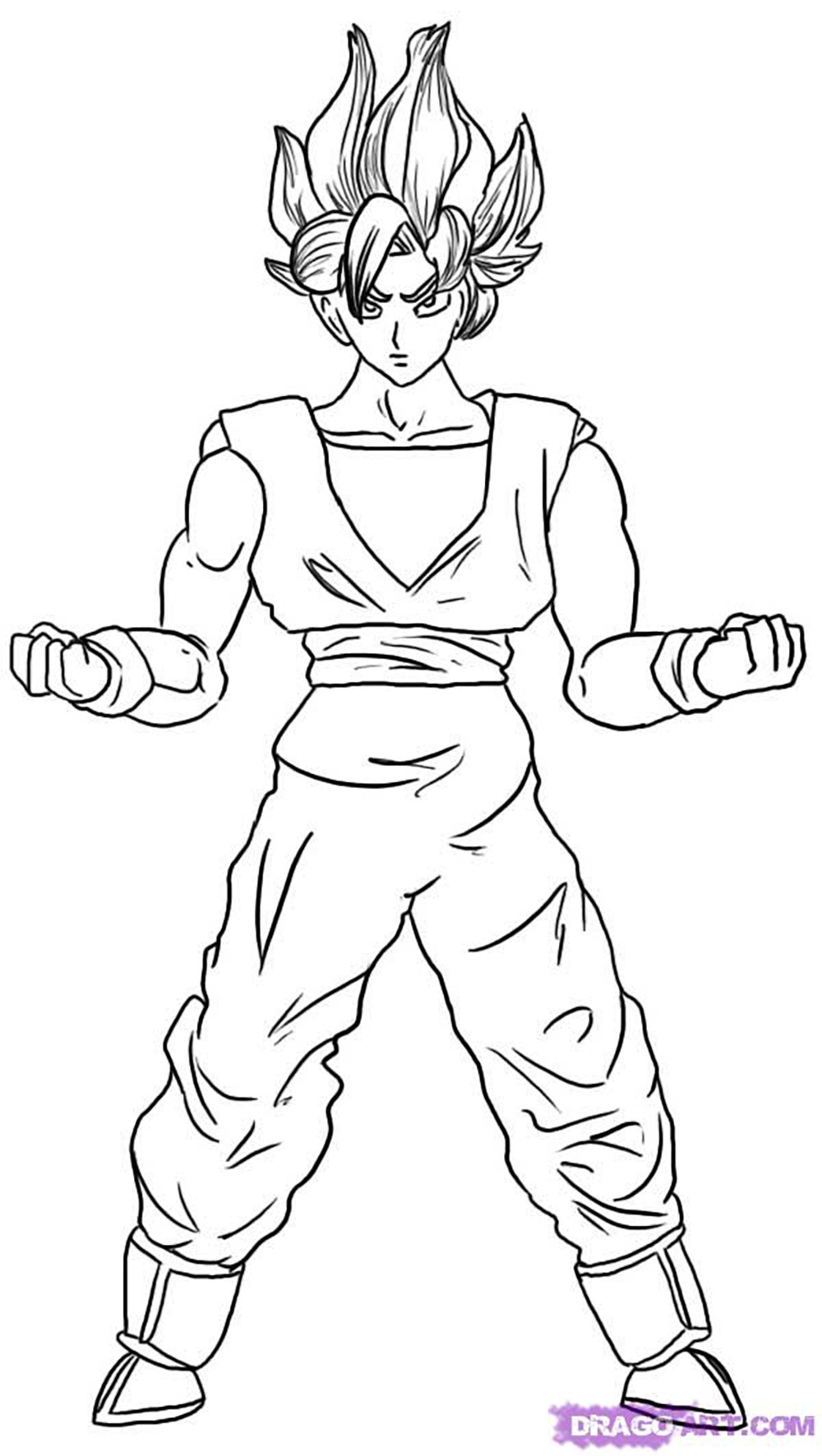 Simple Dragon Ball Z coloring page for kids : Songoku