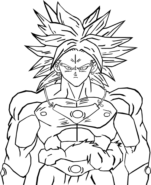 Simple Dragon Ball Z coloring page : Broly Super Saiyajin