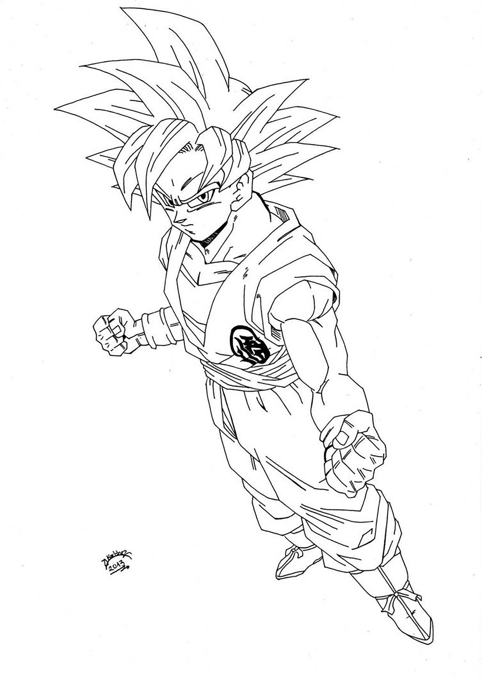 Beautiful Dragon Ball Z coloring page to print and color : Songoku
