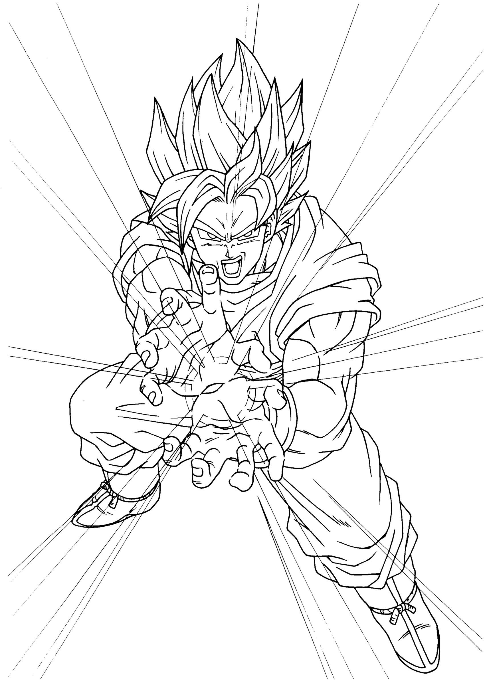 Funny Dragon Ball Z coloring page for kids : Songoku