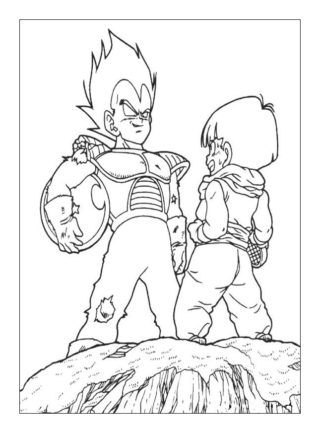 Free Dragon Ball Z coloring page to download : Vegeta and Son gohan