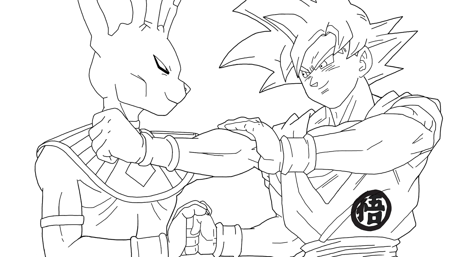 Dragon Ball Super coloring page to print and color for free : Beerus and Songoku