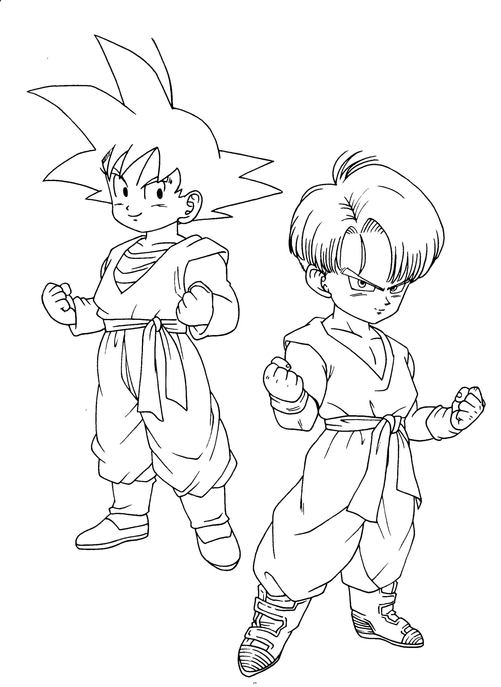 Songoten Trunks Dragon Ball Z Kids Coloring Pages