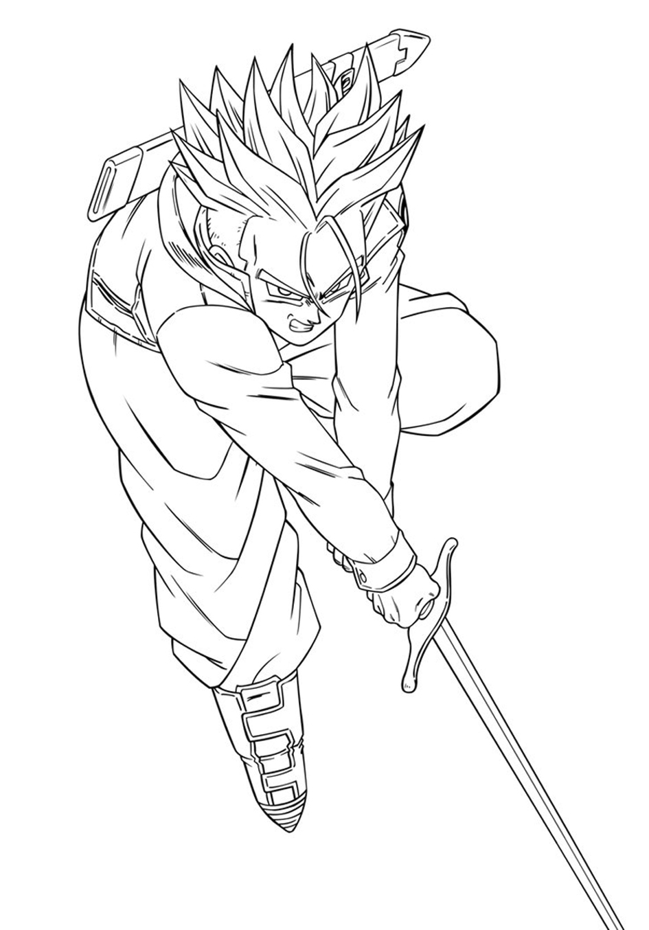 Easy free Dragon Ball Z coloring page to download : Trunks