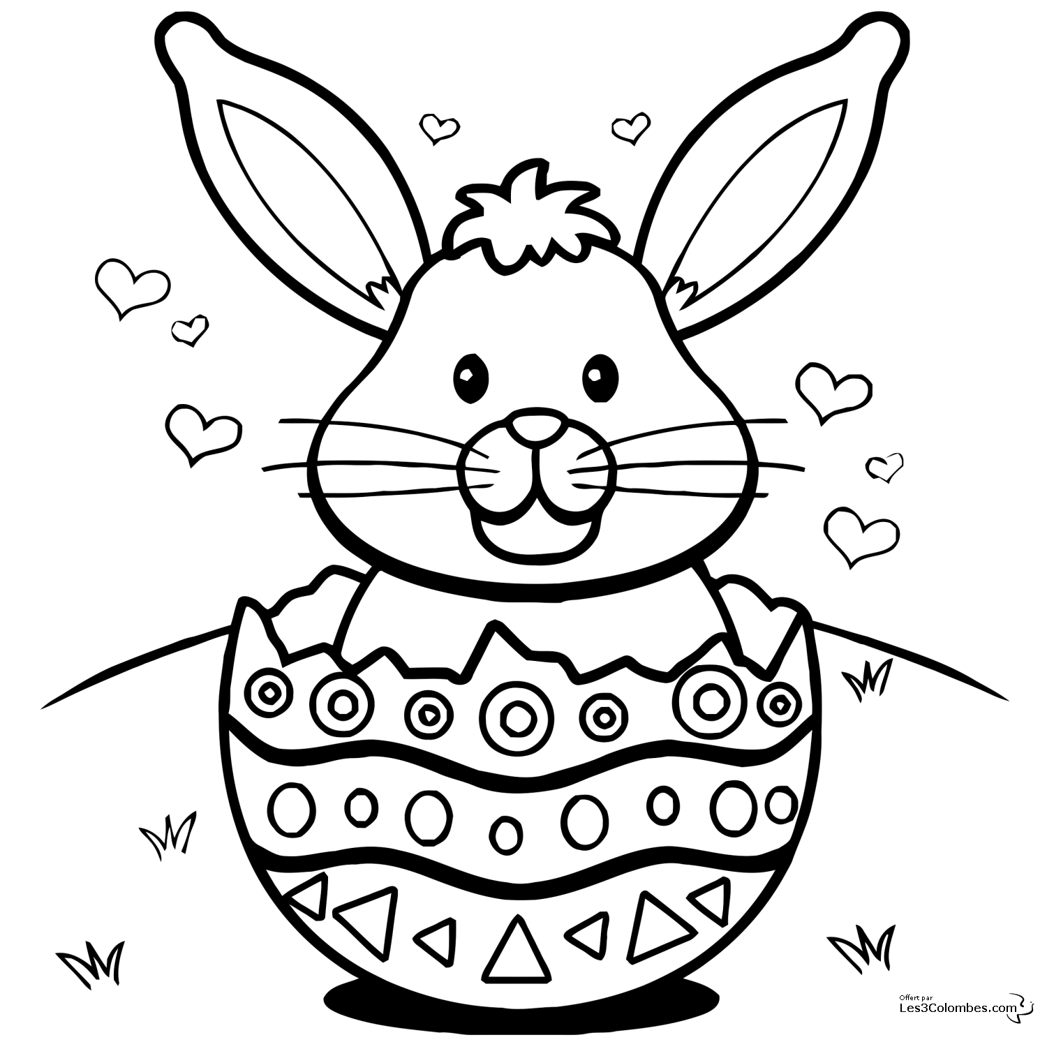 Very simple Easter egg and bunny coloring page
