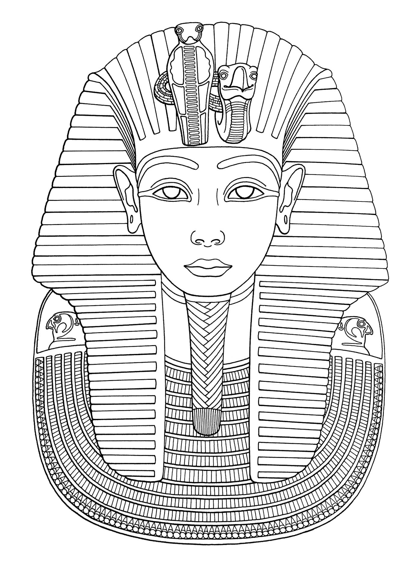 Mask of the pharaoh Tutankhamun - Egypt Kids Coloring Pages