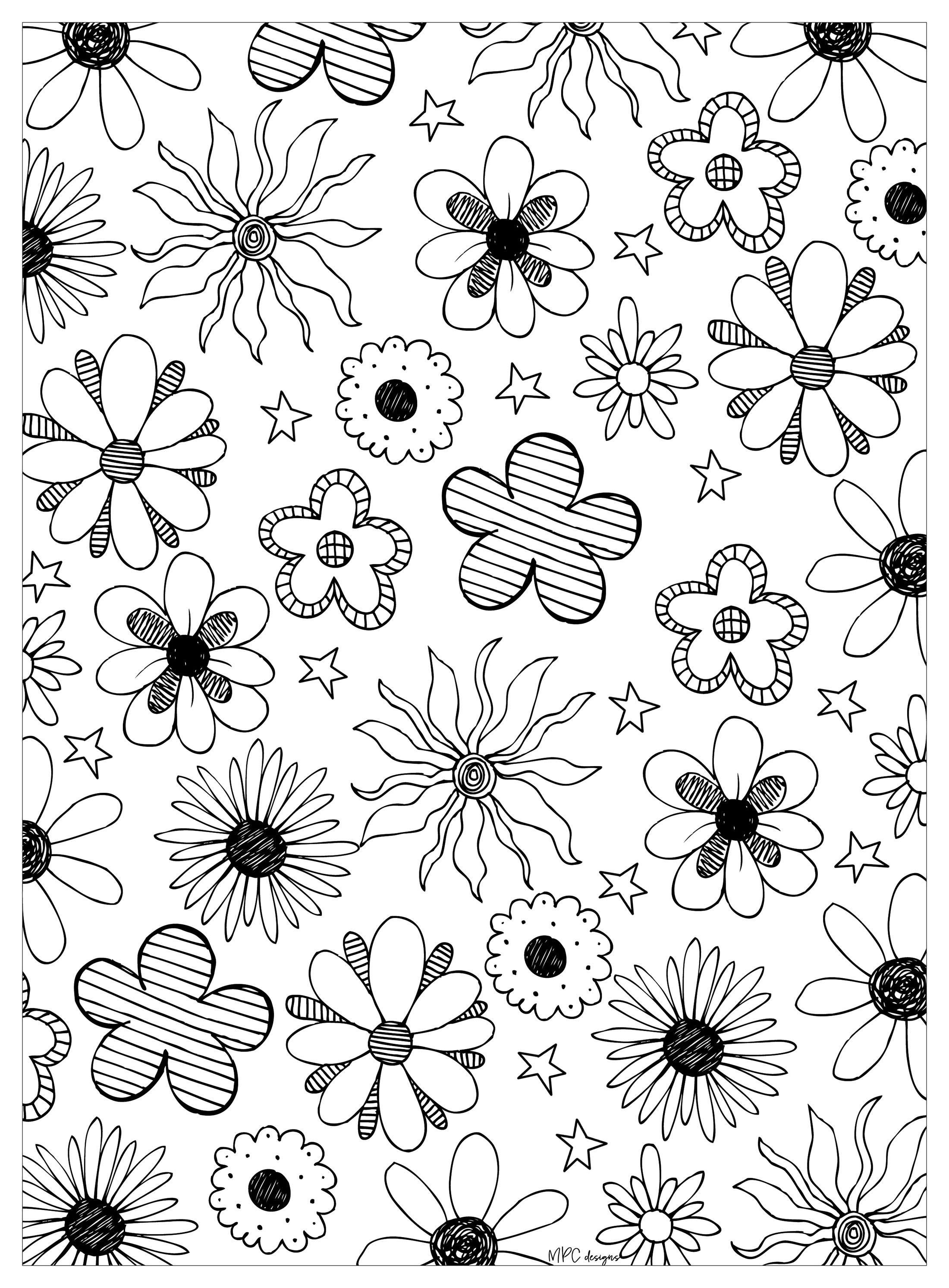 Simple Flowers Coloring Page