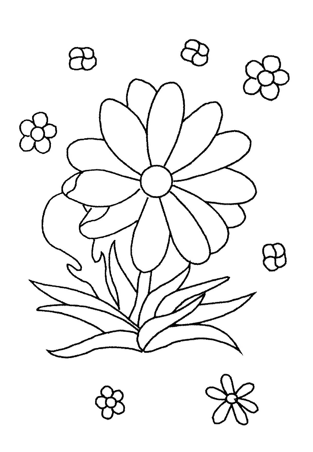 simple flower coloring page