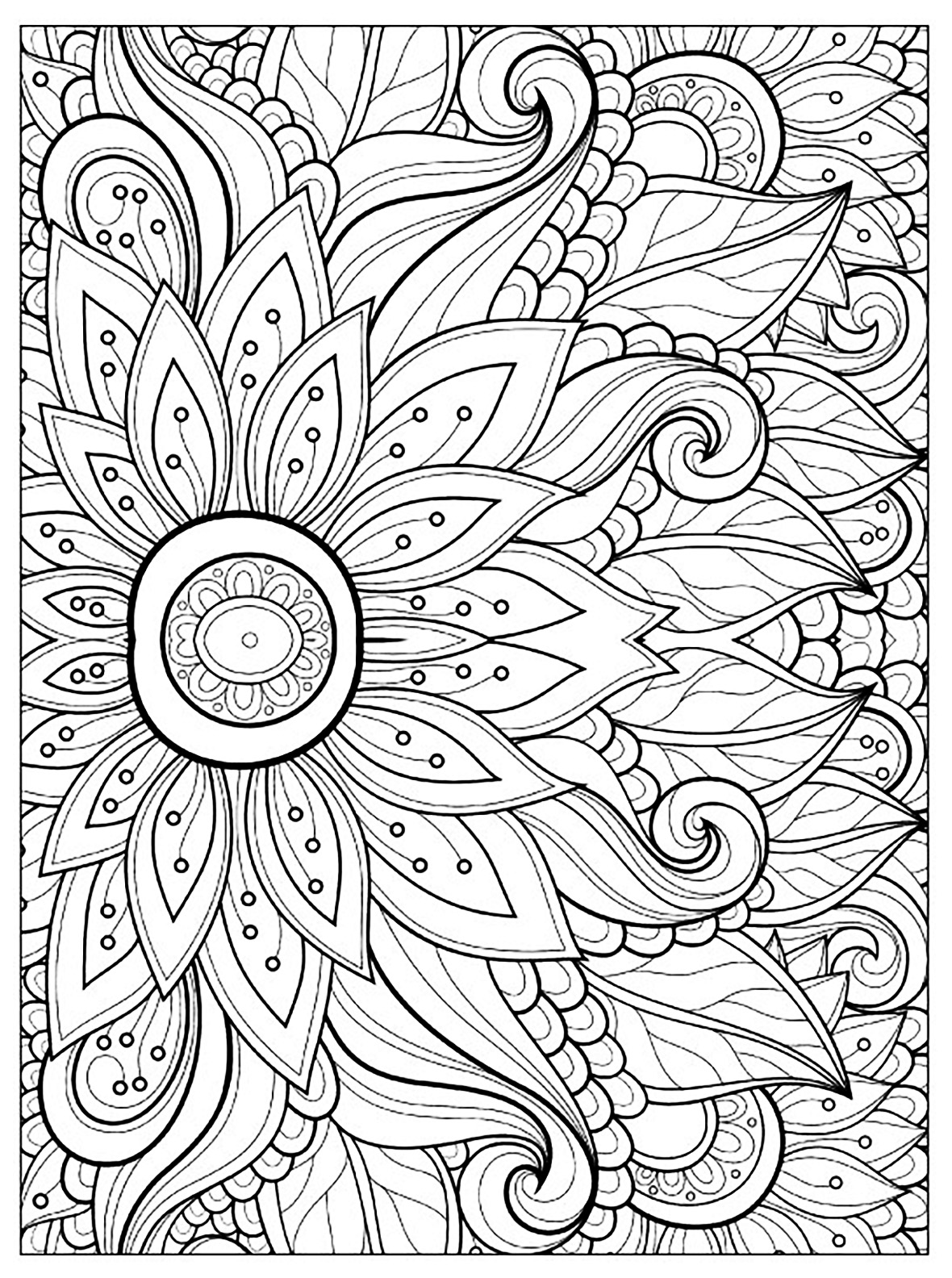 Flower with multiple petals Flowers Kids Coloring Pages