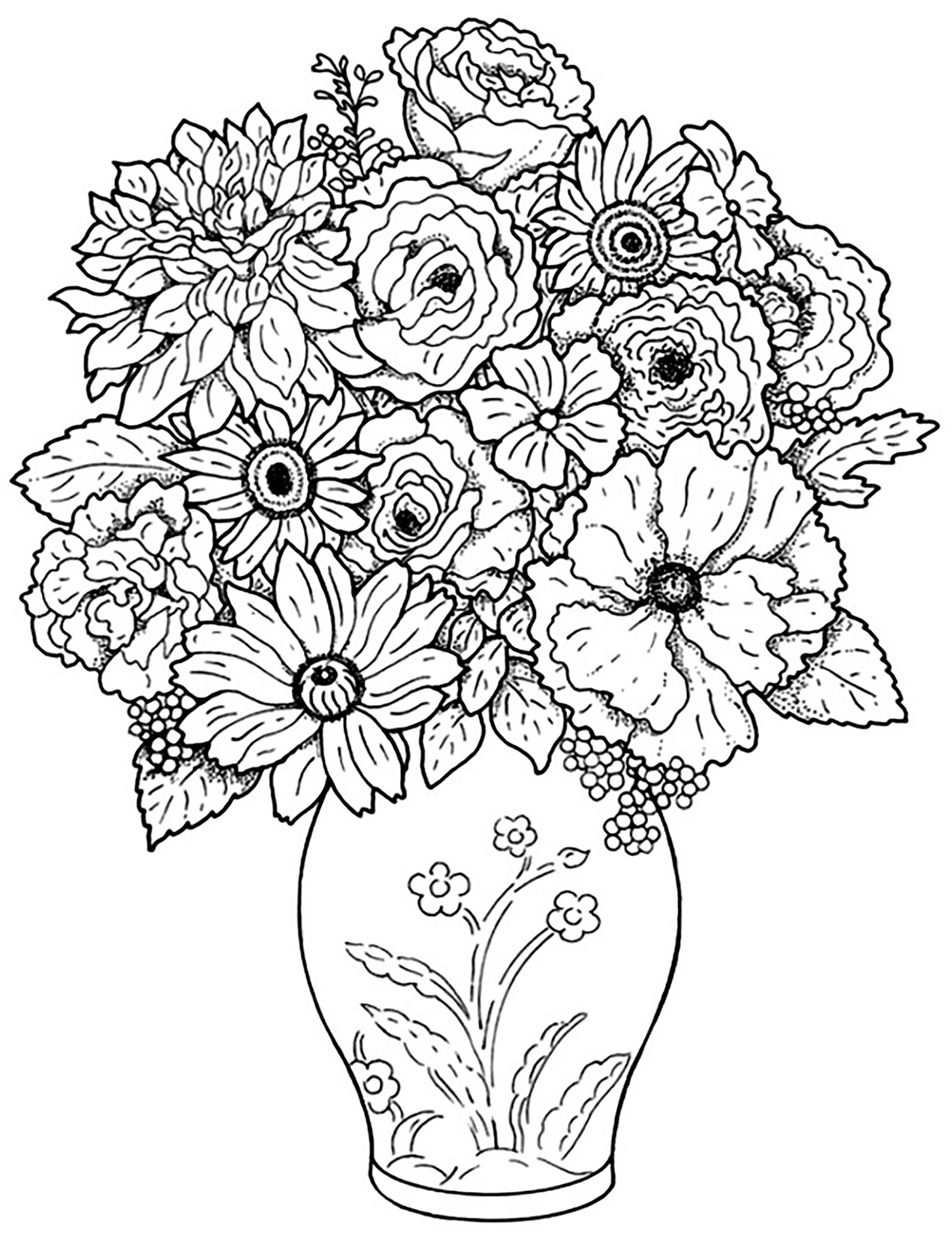 Flower bouquet - Flowers Kids Coloring Pages
