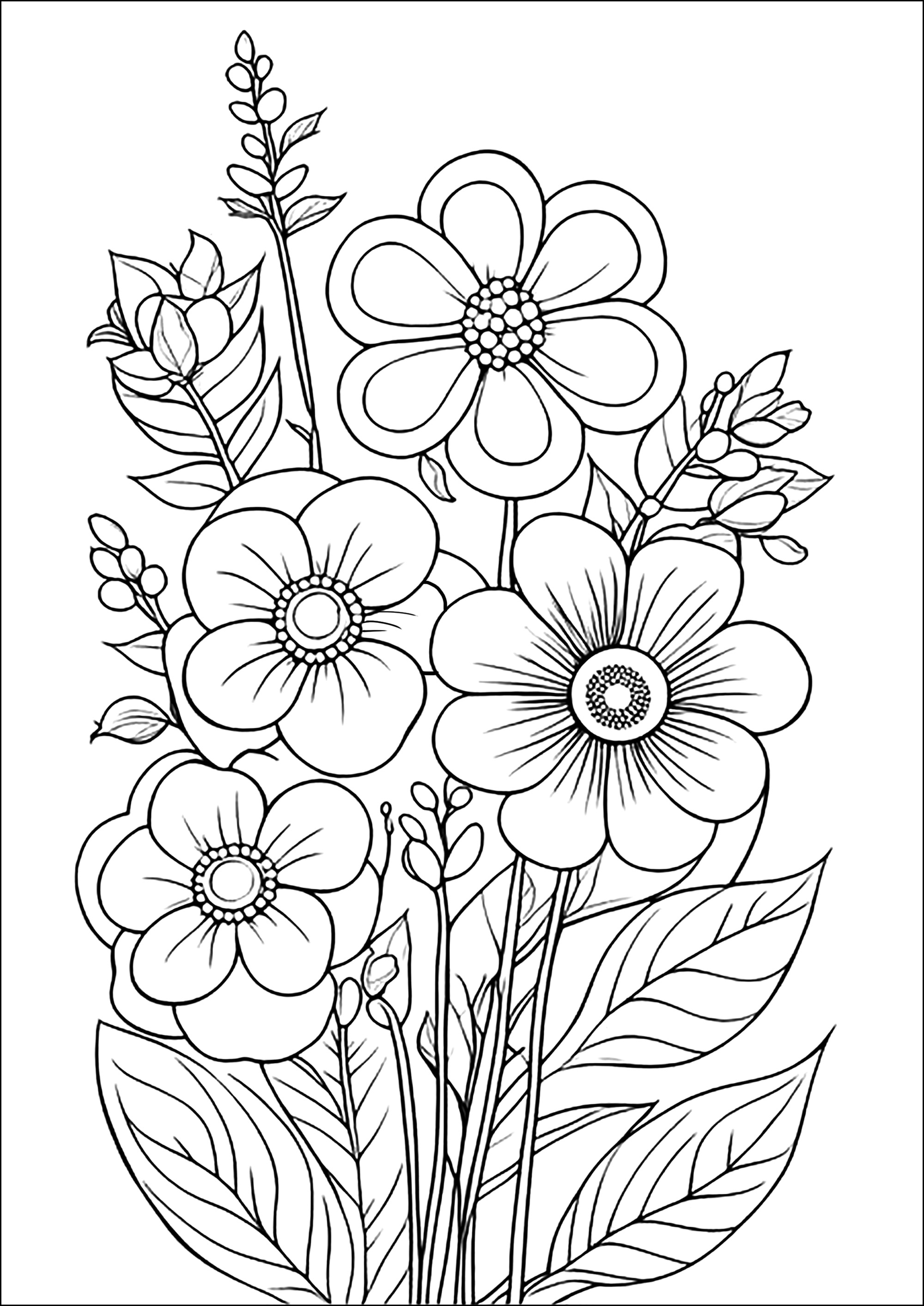 Beautiful flowers to color - Flowers Kids Coloring Pages