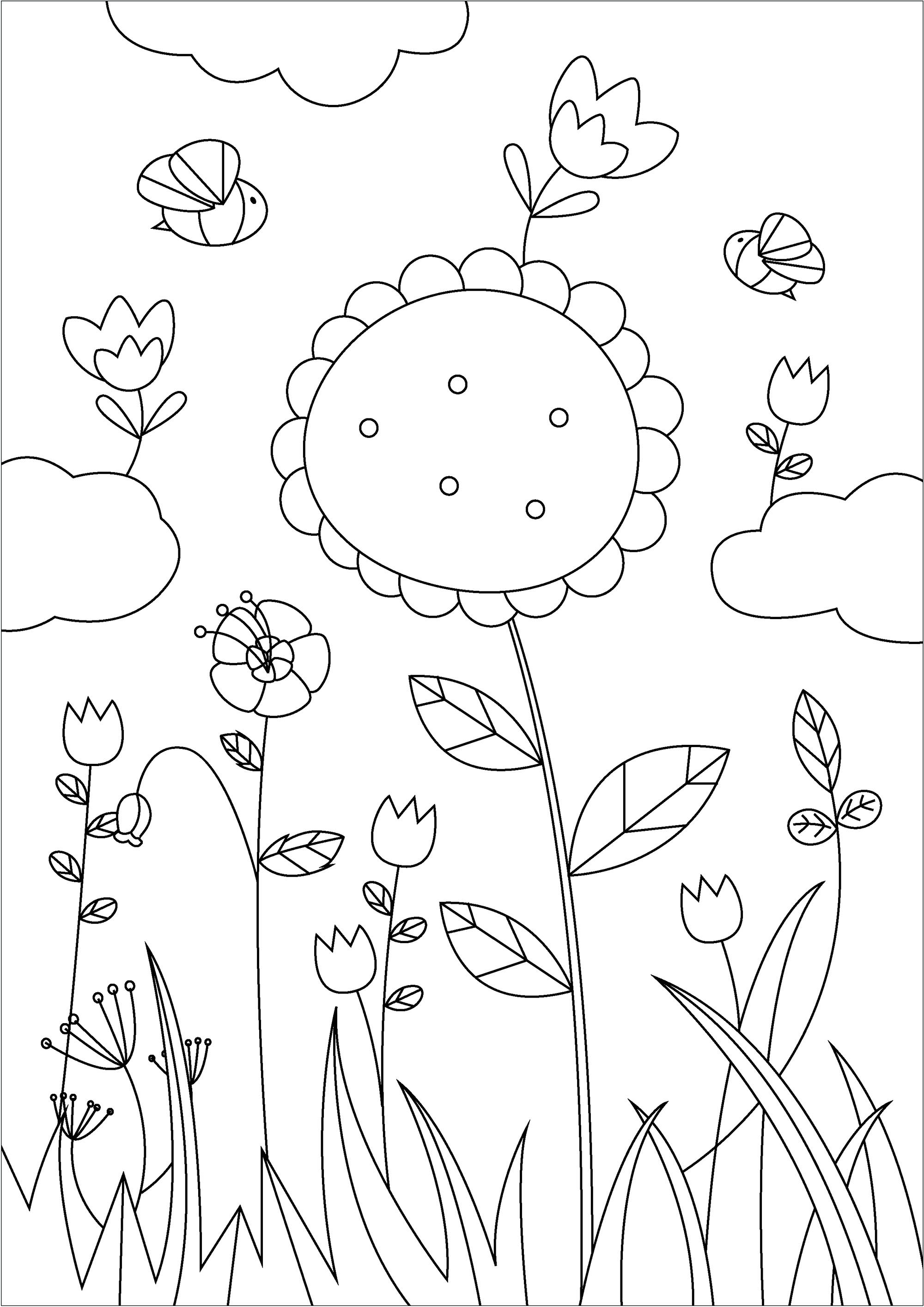 spring flower coloring page