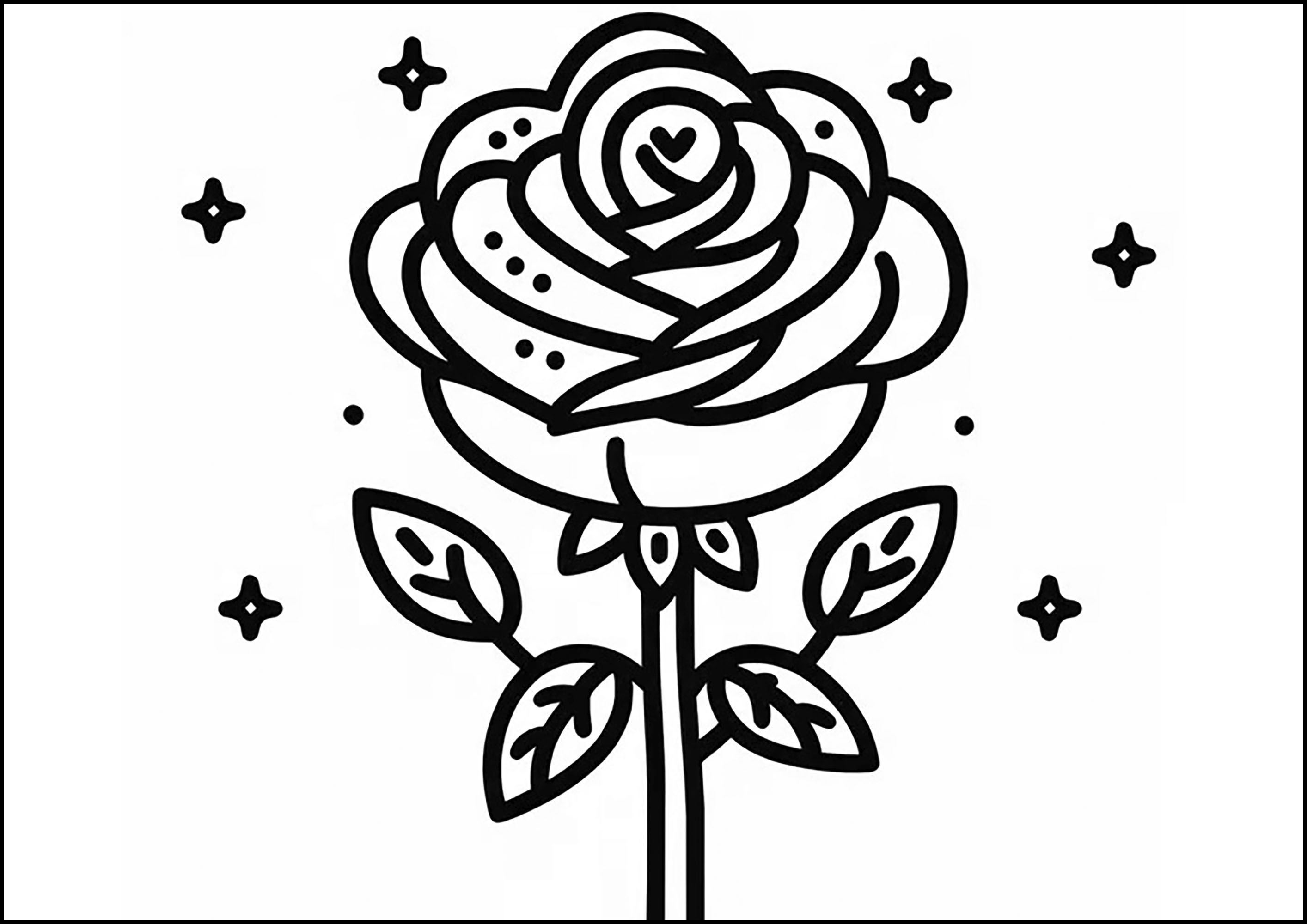 Pink with thick lines - Flower Coloring Pages for Kids