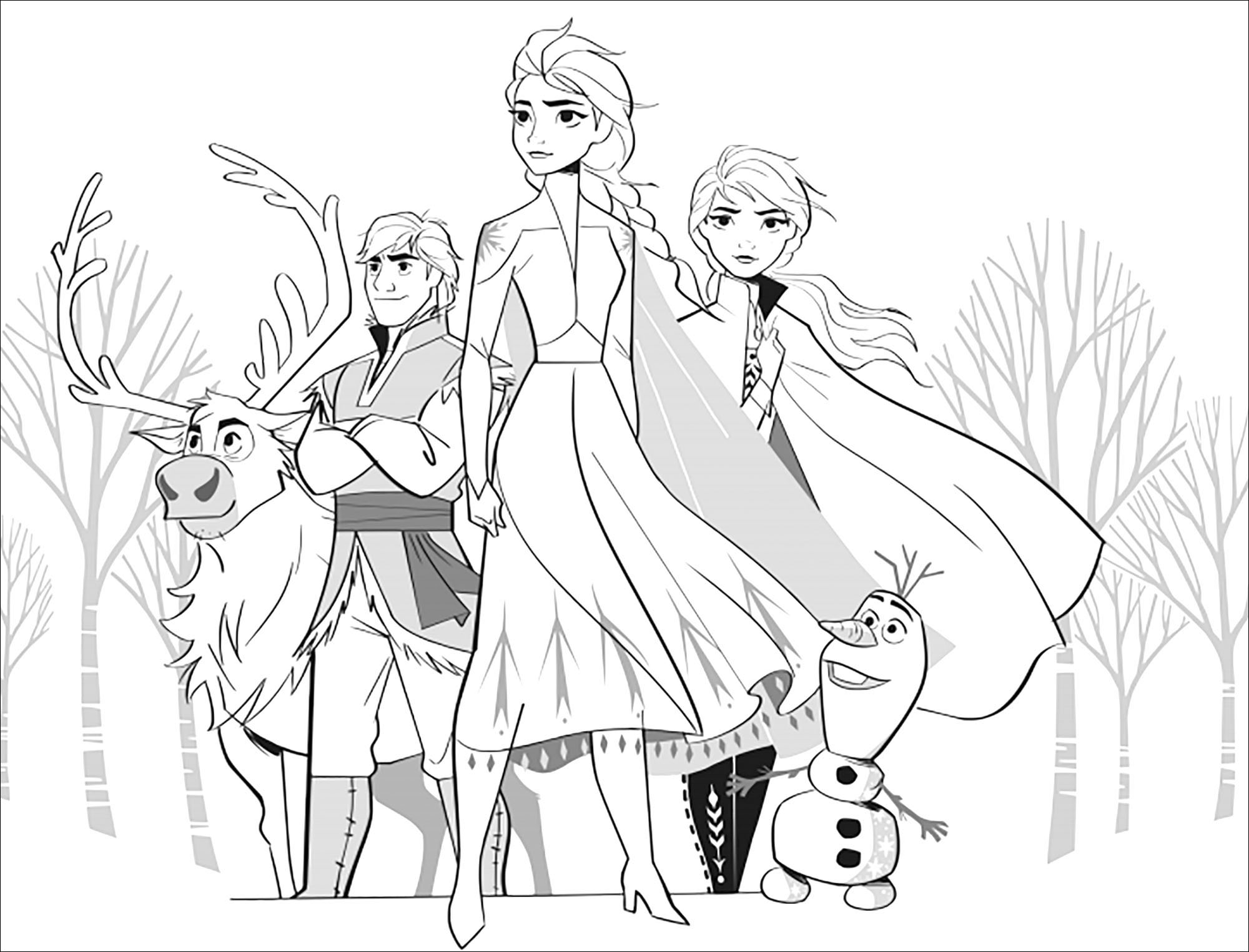 Frozen 2 : Elsa, Anna, Olaf, Sven, Kristoff without text ...