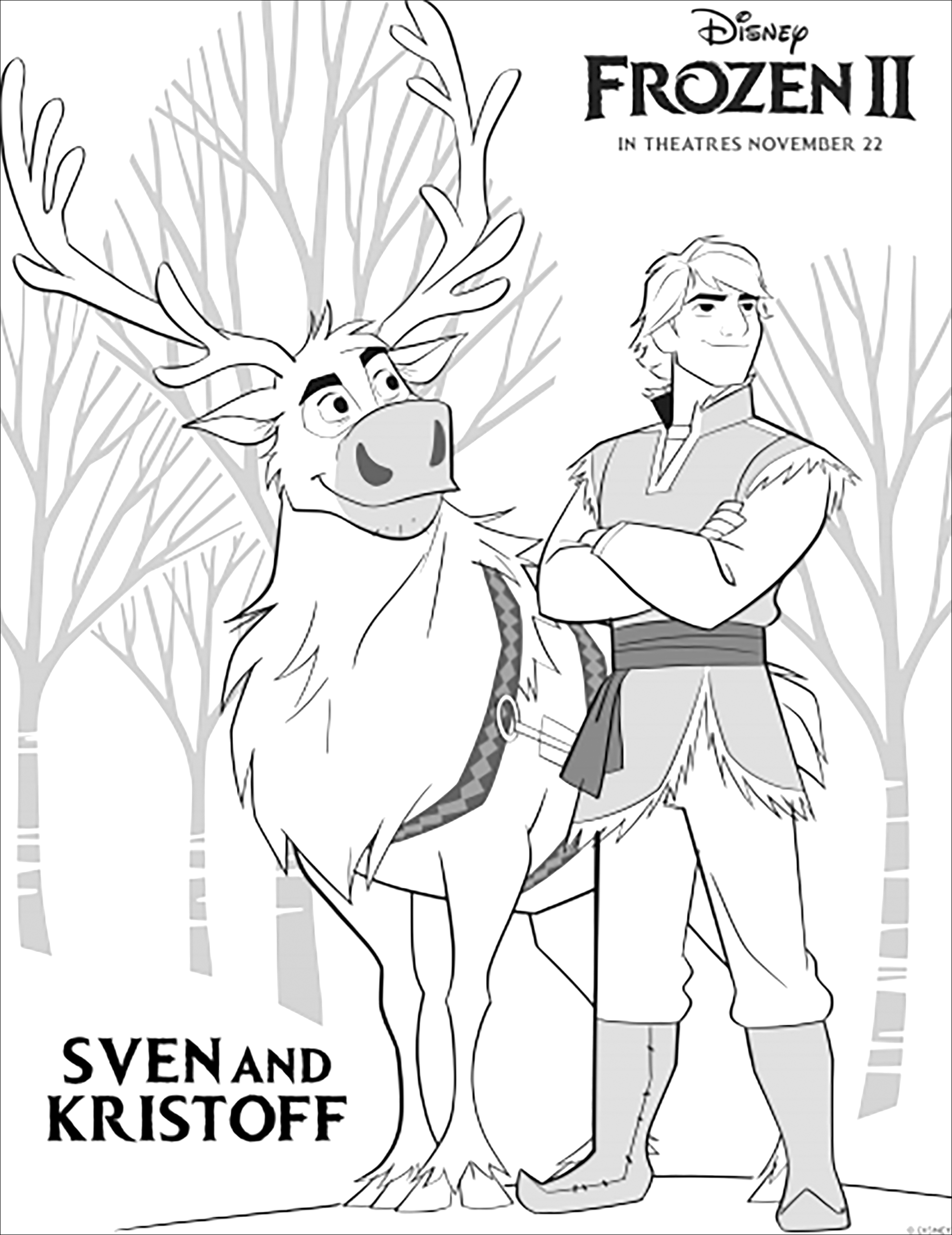 Frozen 2 : Sven & Kristoff - Frozen 2 Kids Coloring Pages
