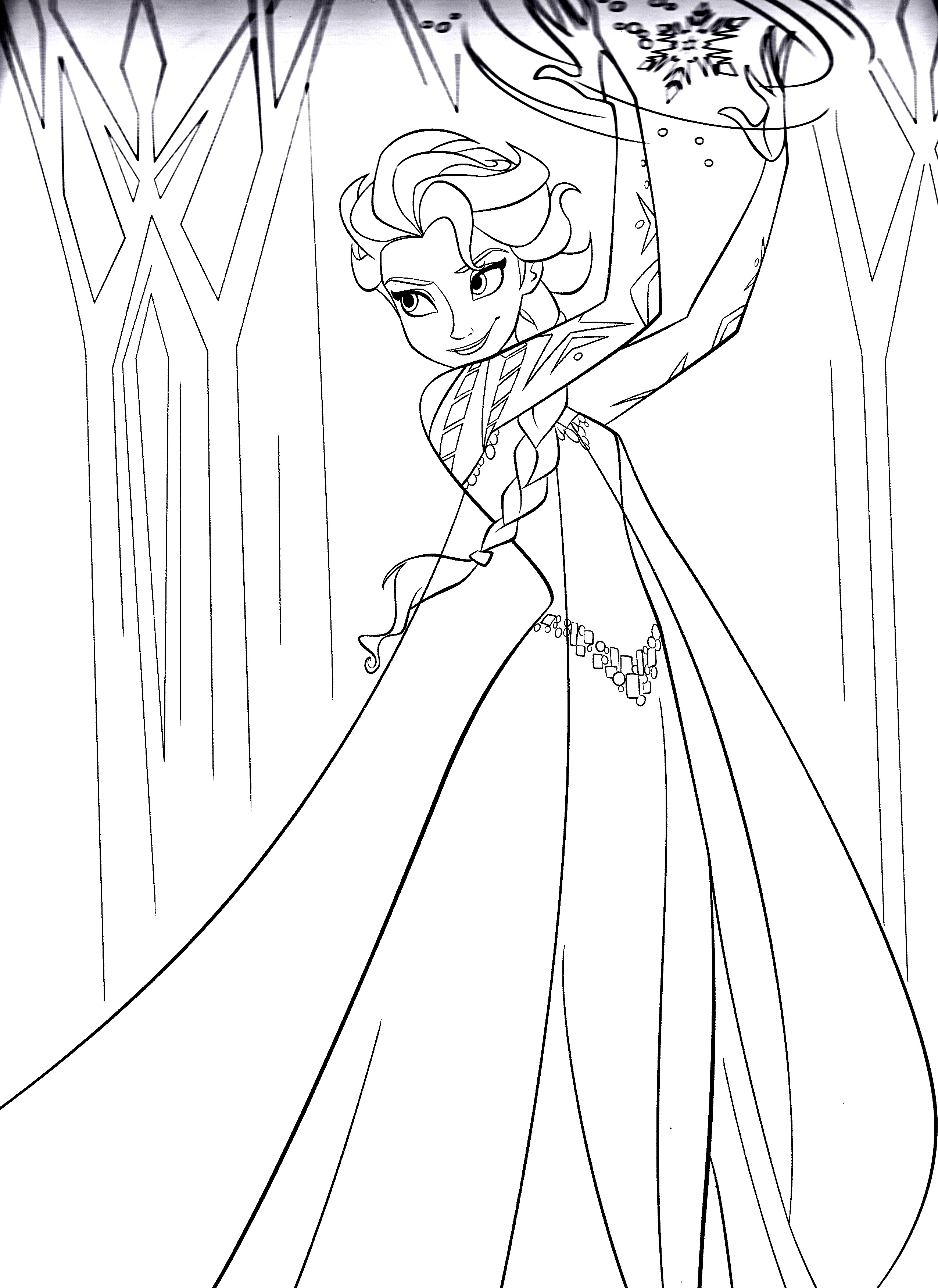 Printable Frozen coloring page to print and color for free : Elsa has incredible powers